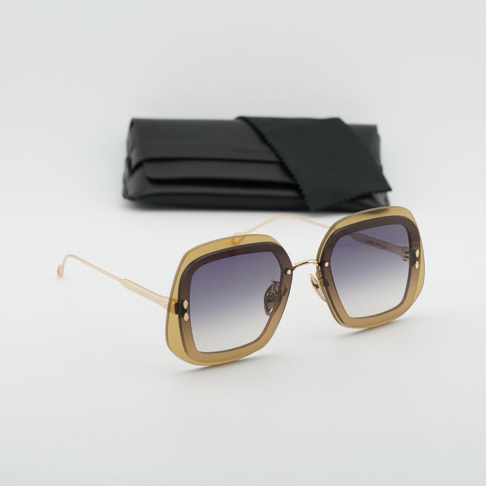 Isabel Marant IM 0047/S 0DYG 9O Geometric Sunglasses - Gold/Yellow/Smoke